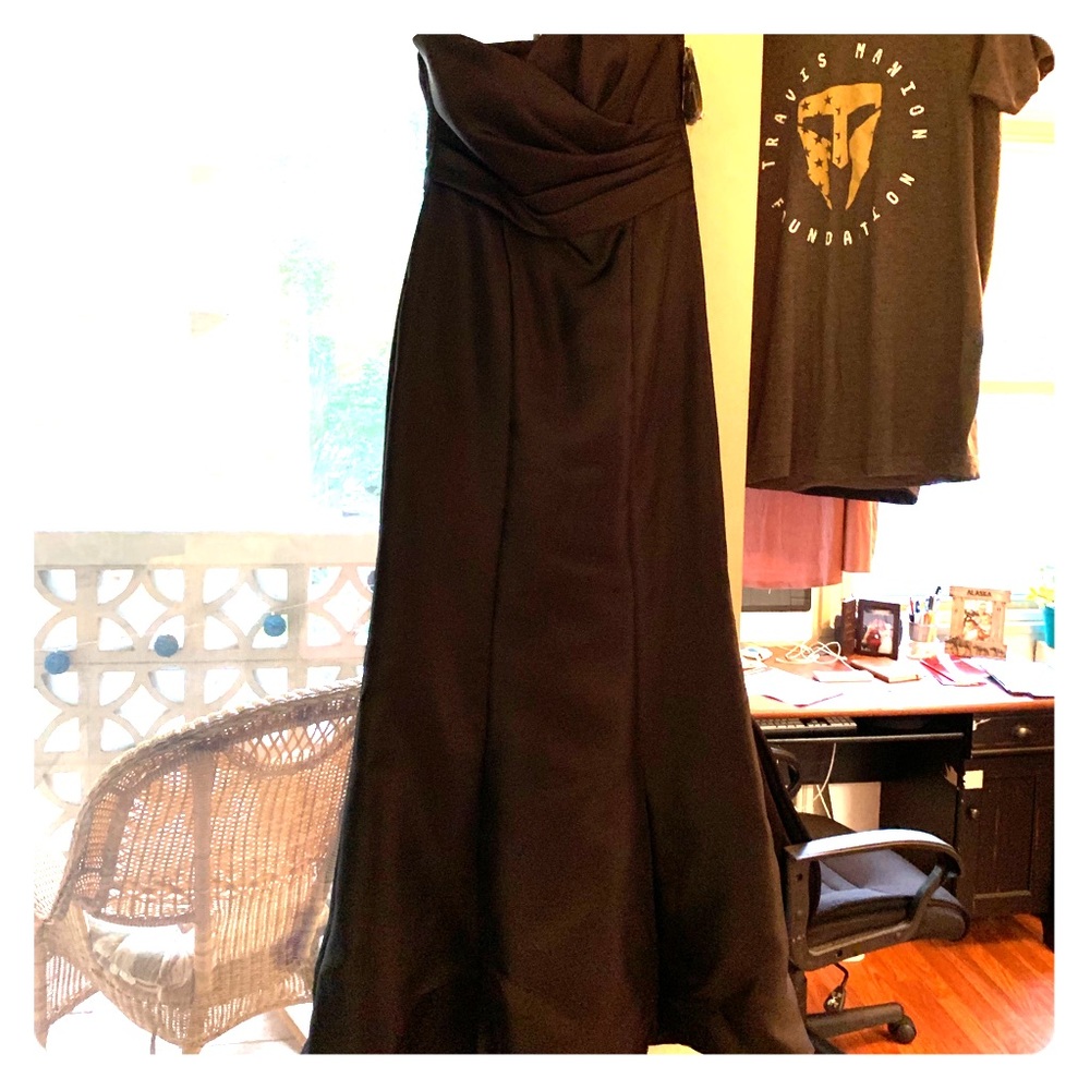 Structured Mikado Strapless Long Bridesmaid Dress